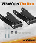 1-2 Inch Drop Shackles Leveling Kit For Ford F-150 2WD 1987-1996 Bolt On Upgrade With bushings, bolts, and black finish