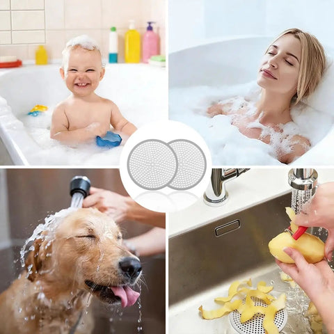 2 Pack Round Shower Drain Hair Catcher With Reinforced Stainless Steel And Silicone Low Profile Bathroom Drain Strainer close up