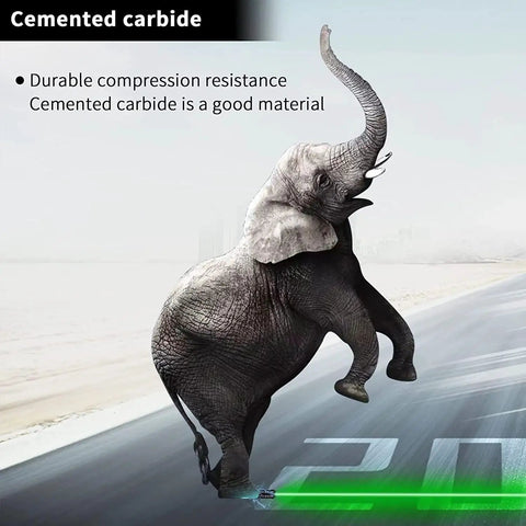 Elephant on road demonstrating durability of Green Laser Pointer And Tactical Flashlight Set cemented carbide material.