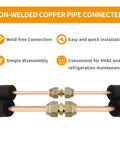 Two Pack Copper Pipe Extension Joints For HVAC AC One Quarter Inch And Three Eighths Inch Coupling Adapters With Flare Nuts