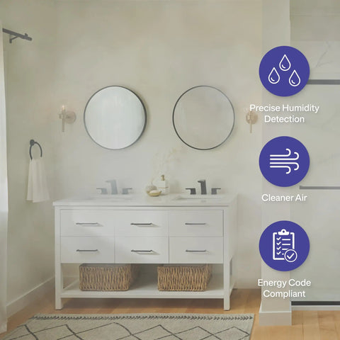 Bathroom showing Smart Humidity Sensor Switch For Bathroom Exhaust Fans With Auto Moisture Control benefits.