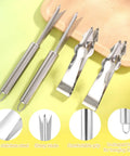 4 Piece Pineapple Eye Remover Kit With Stainless Steel Core Cutter And Peeler Easy Slicer For Kitchen And Home Use Includes 2 Peelers And 2 V Shape Cutters For Quick No Mess Pineapple Prep