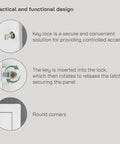 Bulletproof Lockable Metal Access Panel For Drywall 6X12 Inch showing key lock mechanism for secure access.