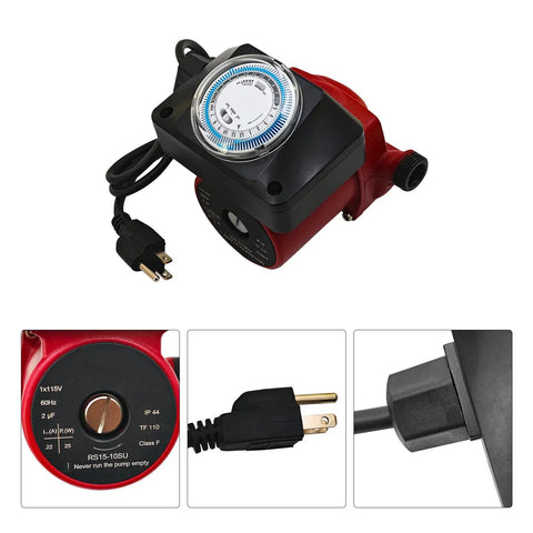 Tough As Nails Cast Iron Hot Water Circulator Pump Fits Grundfos Up1510S7PTLC 59896288P1 with plug-in timer and settings.