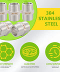 Beefy Two Pack Hex Nipple 1 Inch by 1 Inch Male Pipe Fittings 304 Stainless Steel NPT Threaded Pipe Adapters with durability icons