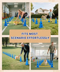 Dog Agility Backyard Course Set With 12 Cones And 6 Durable Rods used indoors and outdoors by people training dogs