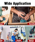 Sanding discs, 52-pack, 5-inch, 8-hole, hook-and-loop with mixed grits 60–320 for random orbital sander