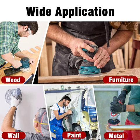 Sanding discs, 52-pack, 5-inch, 8-hole, hook-and-loop with mixed grits 60–320 for random orbital sander