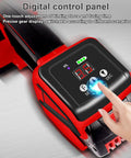 Digital control panel of the Heavy Duty Automatic Strapping Machine Built Tough Electric Banding Tool with 4000mAh battery.