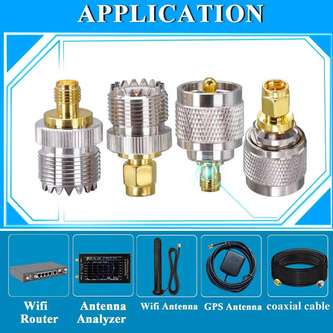 SMA To UHF Antenna Adapter Kit 4 Type Set PL259 To SMA Coax Connectors Gold And Silver Plated for WiFi and Radio