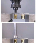 Installing Tough As Nails M6 Metric Rivet Nuts forged from zinc plated carbon steel onto sheet metal with a tool.
