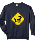 Vintage Rickshaw Tuk Tuk Retro Graphic Adult Fleece Crewneck Sweatshirt featuring distressed ink on a navy background.