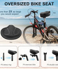 Noseless Oversized Bike Seat With Backrest for Electric and Stationary Bikes Extra Wide 13x9 Inch Cushion 7cm Foam No Nose Design on bike