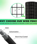 Vinyl Coated Welded Wire Garden Fence Roll 48 Inch by 100 Foot 2 Inch by 3 Inch Mesh 16 Gauge Rust Resistant PVC Coated Steel Mesh