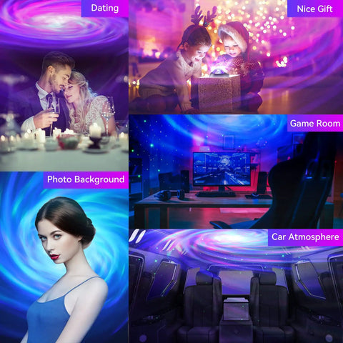 Galaxy Projector 5 In 1 Nebula Aurora Light With Built In Bluetooth Speaker White Noise Night Light for home use scenarios.