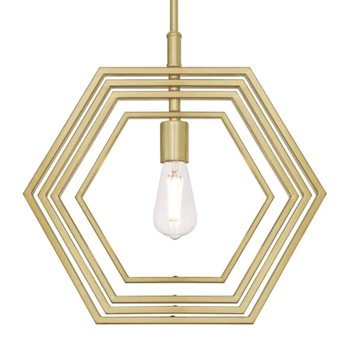 Champagne Brass Finish One Light Indoor Pendant Light For Living Room, Sloped Ceiling Compatible, Includes Two 9 1/2 Inch Rods For Adjustable Height, Modern Elegant Hanging Fixture