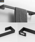 4 Piece Bathroom Accessories Set For Wall Mounted Use Includes 23.6 Inch Towel Bar with Matte Black Stainless Steel detail