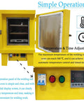 Heavy Duty Bench Welding Rod Oven With Digital Control Panel And Rock Solid Insulation For Pros Who Want No Nonsense Electrode Drying And Moisture Protection 220 Volt Power And Battle Ready Build For The Daily Grind showing digital control panel and open door.