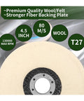 Pro-Grade Wool Buffing Wheel for Angle Grinder Polishing, 4.5 Inch, Durable Abrasive Disc, soft wool, metal and wood finishing