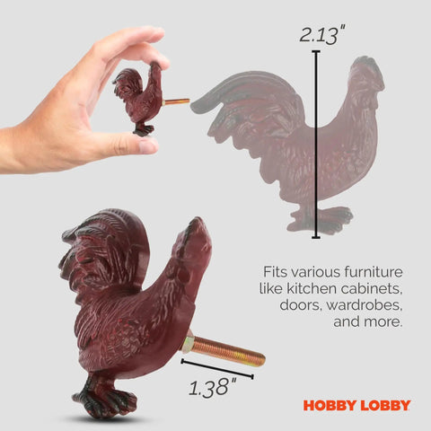 Score That Rustic Look Instantly With This Set Of Two Red Rooster Metal Knobs Made As Top Tier Dresser Pulls And Cabinet Hardware For A Quick Home Makeover You Gonna Totally Love. Hand holding a vintage red rooster knob, size 2.13" x 1.38".