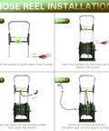 Installation steps for Foot Pedal Hose Reel Cart With Eighty Two Feet Of One Half Inch Hose, Portable Water Hose Reel On Wheels