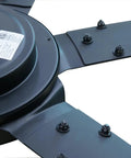Close-up view of the durable motor and blades of the 78 Inch Six Blade Ceiling Fan Powered By A Durable Brushless Dc Motor Delivering Badass Cooling Energy Right To Your Garage Or Backyard Pushing Raw Airflow Up To 11896 Cfm Reversible Structure Paired With An IrRemote Controller Rolls Super Smooth.