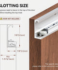Solid As A Rock Concealed Sliding Barn Door Hardware Kit dimensions and slotting size for installation guidance.