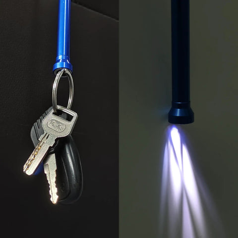 24.4 Inch Claw Grabber Tool With LED Light showing magnetic head with keys and LED illumination, blue handle