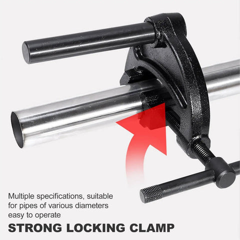 Heavy Duty Electric Pipe Threader Kit Featuring Six Precision Dies Spanning Half To Two Inches Alongside A Tough Carry Case And Extra Carbon Brushes To Crush Gritty Plumbing Projects Zero Sweat shows a strong locking clamp on pipes.