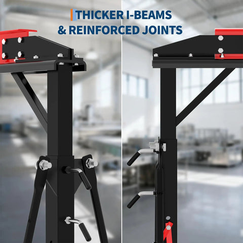 Beefy 1 Ton Gantry Crane With Manual Trolley And Hook Sling showing thicker I-beams and reinforced joints