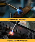 Heavy Duty Propane Torch With 3.6 Foot Hose Pro Grade Trigger Start Adjustable Swirl Flame And Brass CGA600 Connection For Welding Soldering Lighting HVAC DIYer Projects Hook Included being used to loosen rusty bolts and light fire pits.