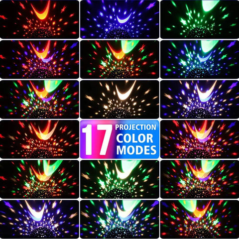 Star Projector Night Light For Kids Pink Bedroom Decor Rotating Starry Sky Moon Projection Night Light with 17 Color Modes