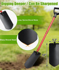 Beefy Heavy Duty Trench Shovel For Digging And Planting With Narrow 12 Inch Spade And 47 Inch Handle Including An Edging Cutting Blade
