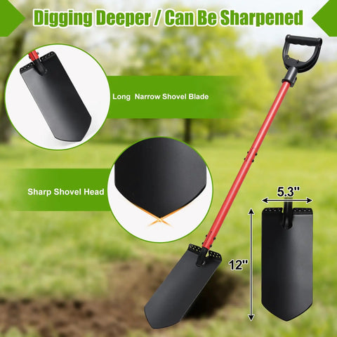 Beefy Heavy Duty Trench Shovel For Digging And Planting With Narrow 12 Inch Spade And 47 Inch Handle Including An Edging Cutting Blade