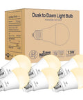 Dusk To Dawn Outdoor LED Bulbs With Built In Photocell Sensor, No Wiring Needed, 13W 100W Equivalent, E26 Base, 3000K Warm White, 6 pack