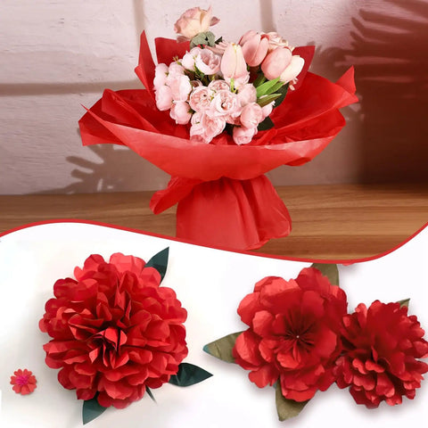 Red Gift Tissue Paper 160 Sheets 14 By 20 Inches Bulk Pack for wrapping bouquet and making floral decorations.