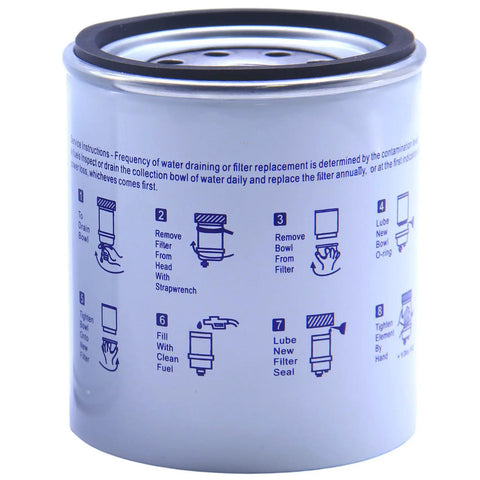 Side view of 10 Micron Fuel Filter Water Separator Elements Replaces R20P 33432 P551821 BF46022O 857633 for Boat Diesels.