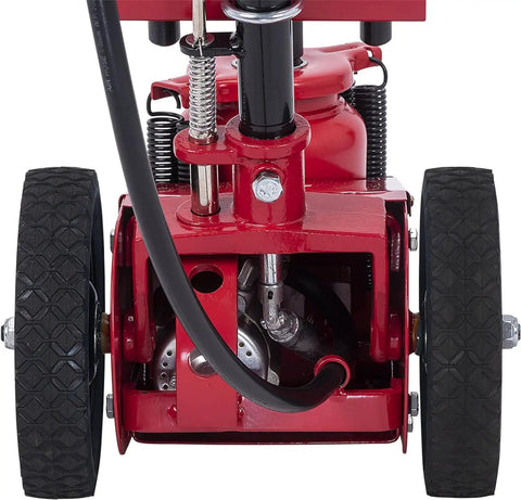 Knockout 22 Ton Air Hydraulic Axle Jack Delivering Boss Level Shop Power With Lightning Fast Motor And 43 Inch Locking Lever And Eight Inch Pro Grade Wheels