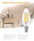 Dimmable E12 LED Candelabra Bulbs 4W 40W Equivalent in antique chandelier, soft white light demonstration.