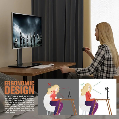 Free Standing Monitor Stand Riser For 13 To 32 Inch LCD Screen With Swivel Height Adjustable Rotation And VESA Compatibility 50x50