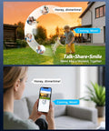 Mother using smartphone app for remote video chat with child playing outdoors, demonstrating remote access feature.
