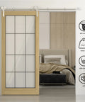 Stainless Steel Sliding Barn Door Hardware Kit With 7Ft Rail For Single Door Fits 42 Inch Panel Smooth Quiet Operation 220Lb Weight Capacity