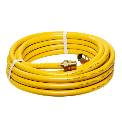 35 Ft 1/2 Inch CSST Gas Line With Corrugated Stainless Steel Tubing And Rubber Jacket, 2 Male Fittings, For Natural Gas Or Propane