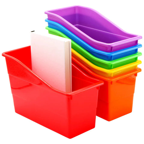 Rainbow Set Of Six Solid Plastic Book And Binder Holders For Classroom And Office Vertical File Bins No Fuss Desk Organizers Campus Setup Essentials Everyday Carry