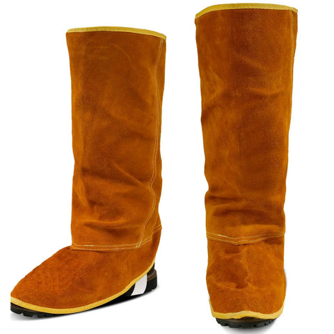 Extra Long Leather Welding Spats Built To Last Tough As Nails With Heat And Abrasion Resistant Boot Covers For Full Shoe And Leg Protection Cowhide Gaiters 1 Pair