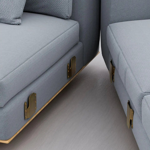 Two Pack Universal Sofa Interlock Buckles Couch Clips For Fixing Split Sections Heavy Duty Iron Furniture Connectors installed on sofa