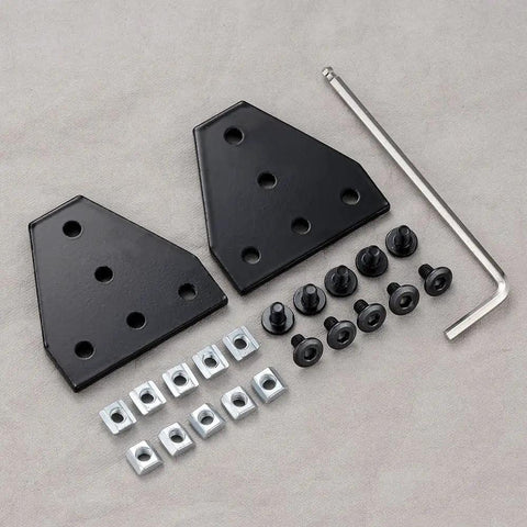 Six Pack 2020 Corner Bracket Connectors For 6mm Aluminum Extrusion, 5 Hole T Shape Joint Plates with screws, nuts, wrench, black