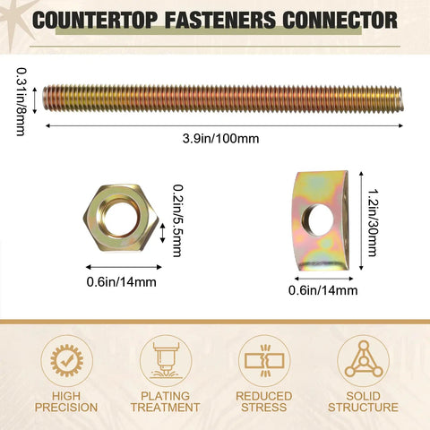 Bed Frame Hardware Connector Kit 24 Sets M8x100mm Four In One Connectors With Bolts Nuts And Half Moon Spacers diagram