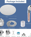 Package contents of High Pressure 8 Inch Rain Shower Head With Filter For Hard Water Removes Chlorine Fluoride Chrome Finish