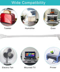 Right Angle Flat Plug Extension Cord 1 Foot 3 Prong White NEMA 5 15R with compatibility for various appliances